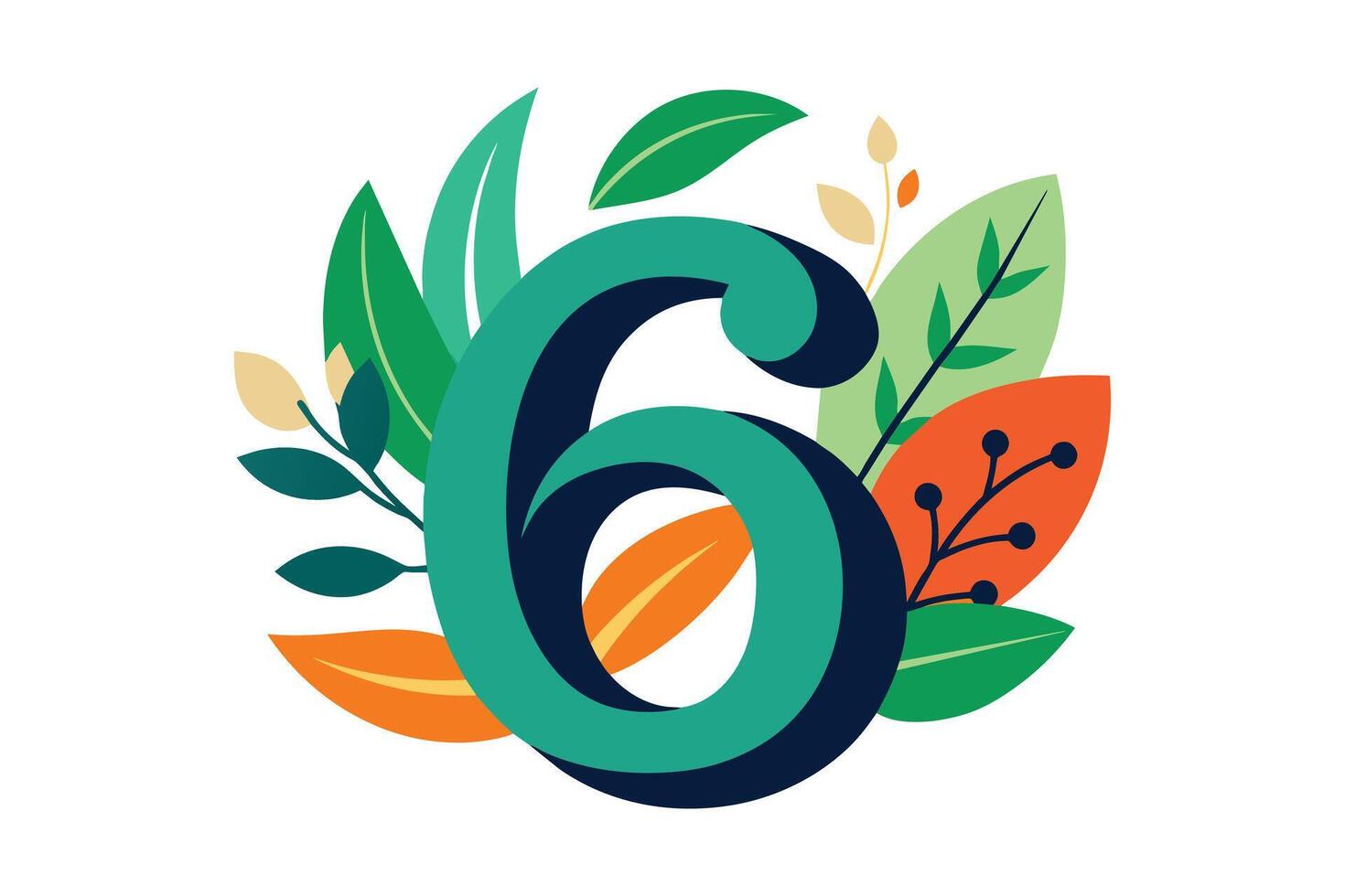 Leaf Number 6 illustration vector
