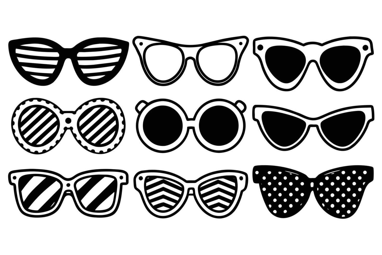 Sunglasses black hand drawn sketch design vector