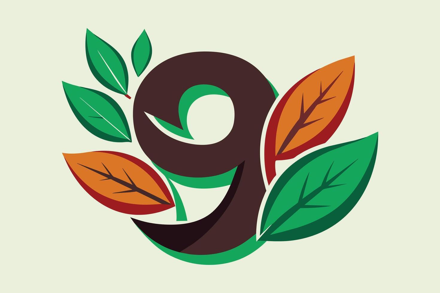 Leaf Number 9 illustration vector