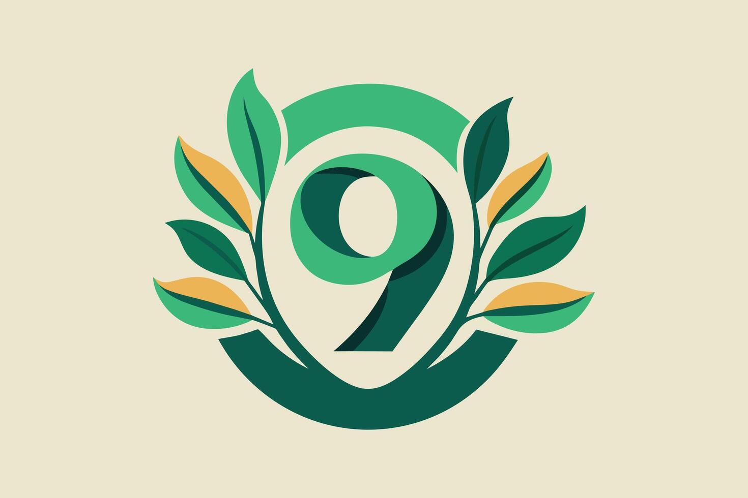 Leaf Number 9 illustration vector