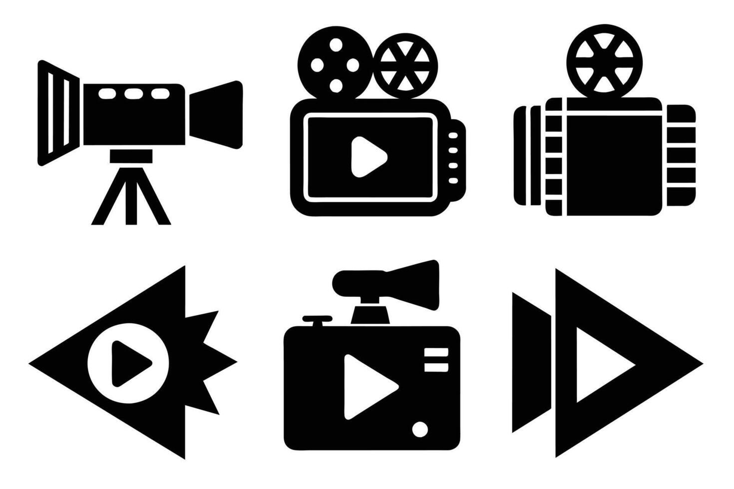 Camera recorder film icon symbol set vector