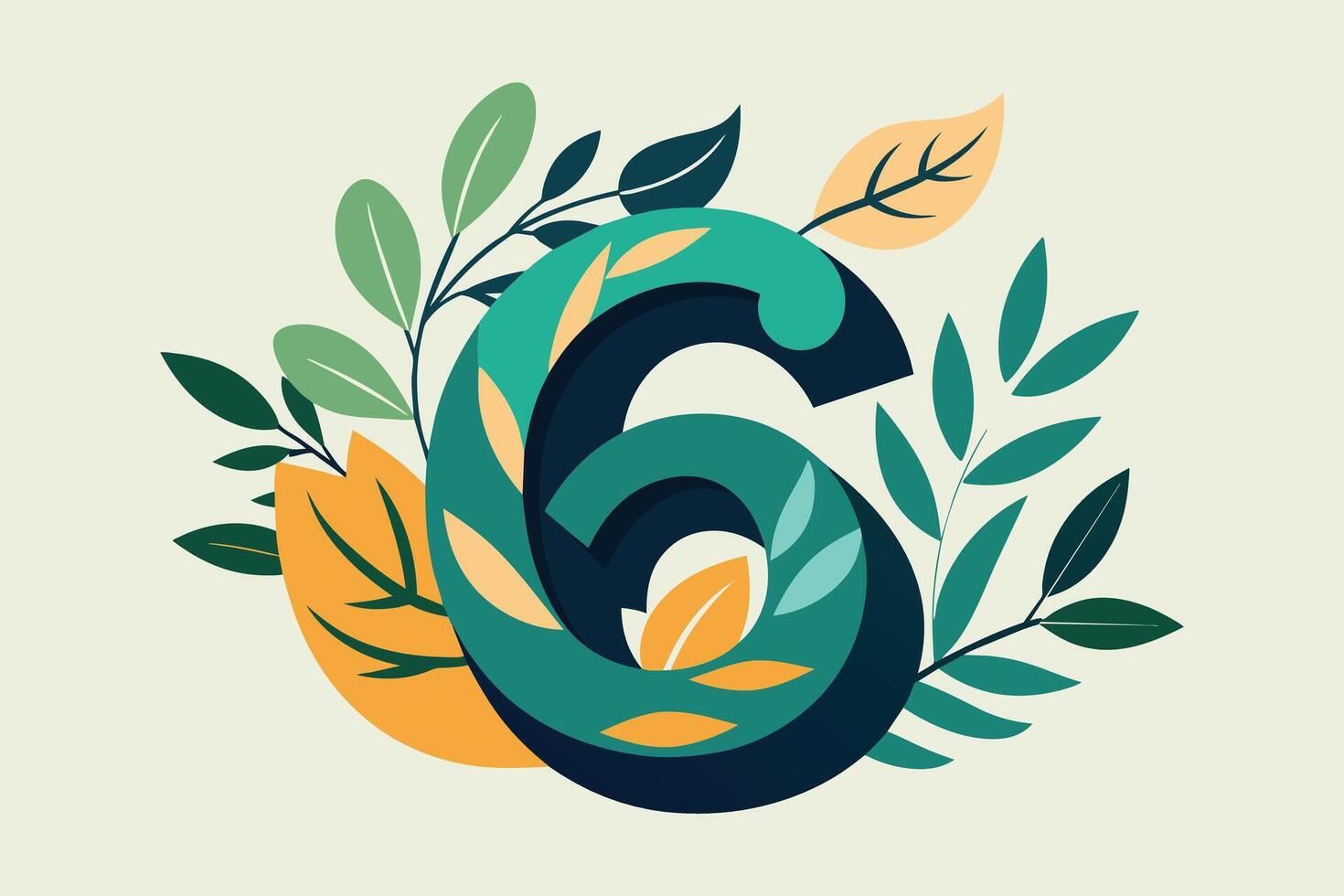 Leaf Number 6 illustration vector