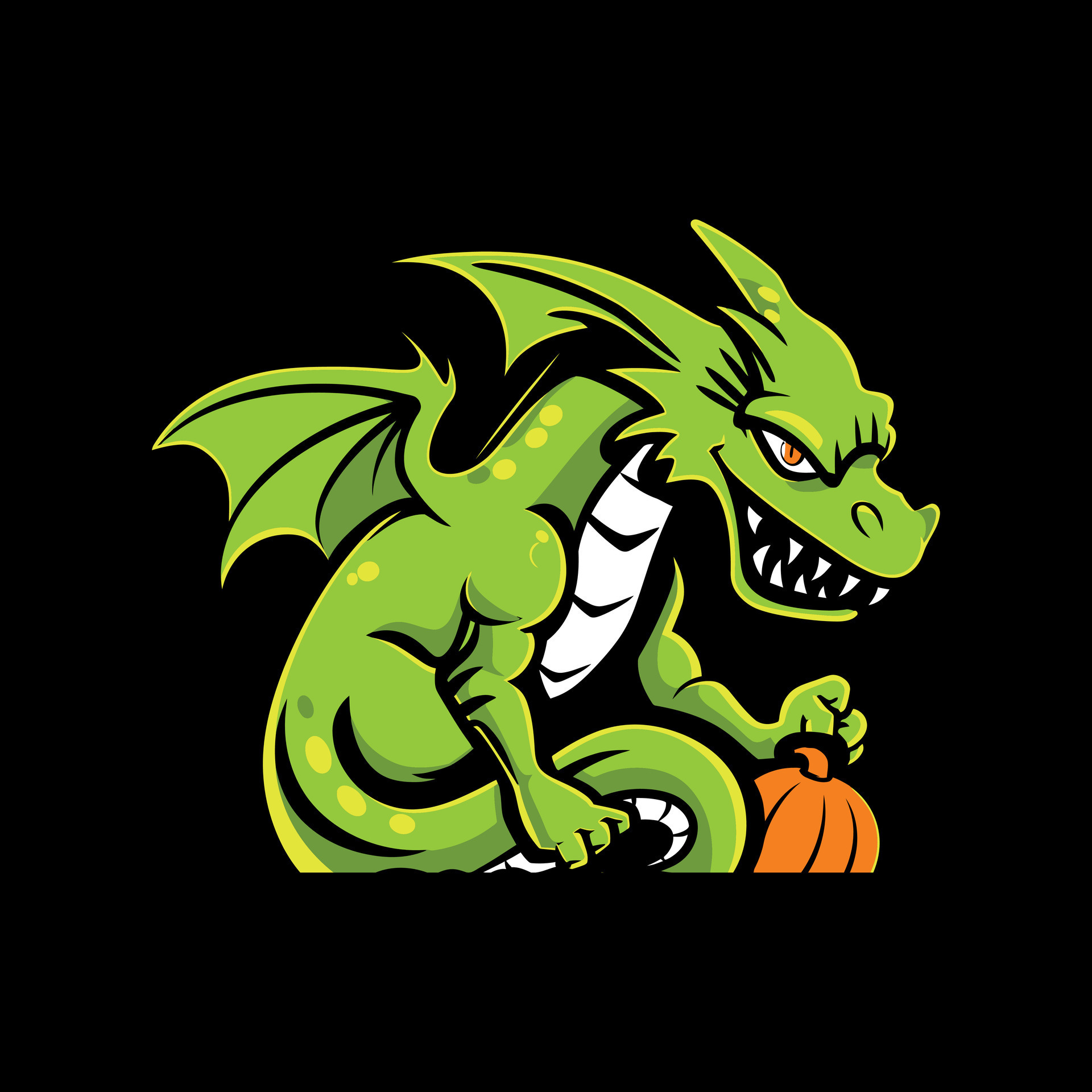 dragon with green and gold colors on a white background 45592134 Vector