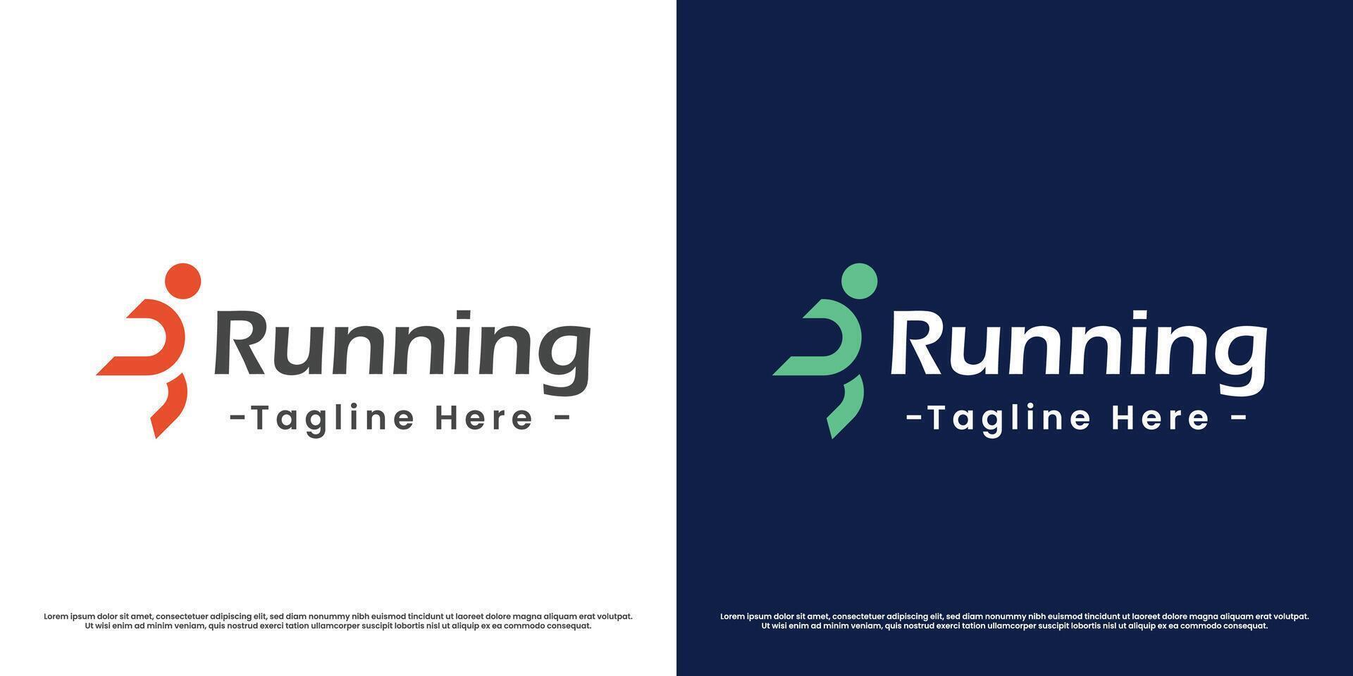 Running sport logo design illustration. Silhouettes of people sport walking sprint race athlete competition speed marathon activity fitness health. Modern casual minimal simple flat icon symbol. vector