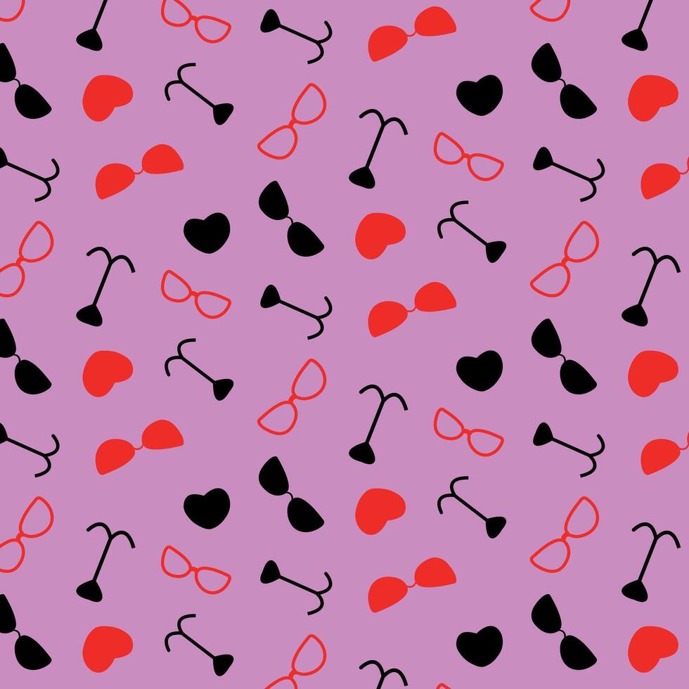heart and sunglasses multicolored pattern. textile design vector