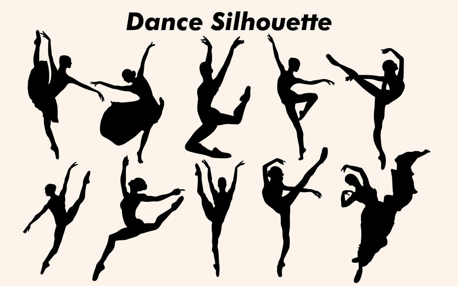 Collection of Man and Woman Modern dance silhouettes in different poses vector