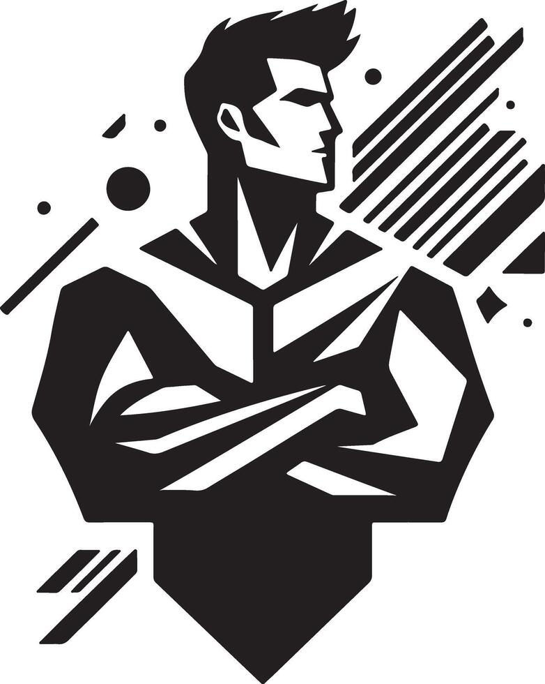 Black silhouette of a superhero gym man vector
