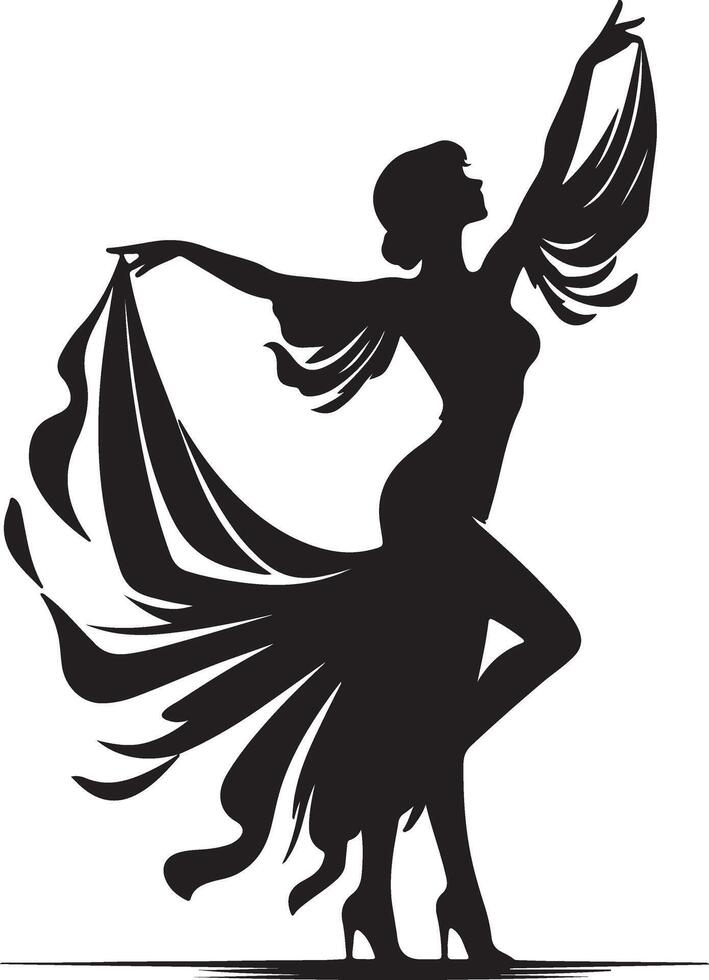 Silhouette of beautiful girl in profile with long hair vector