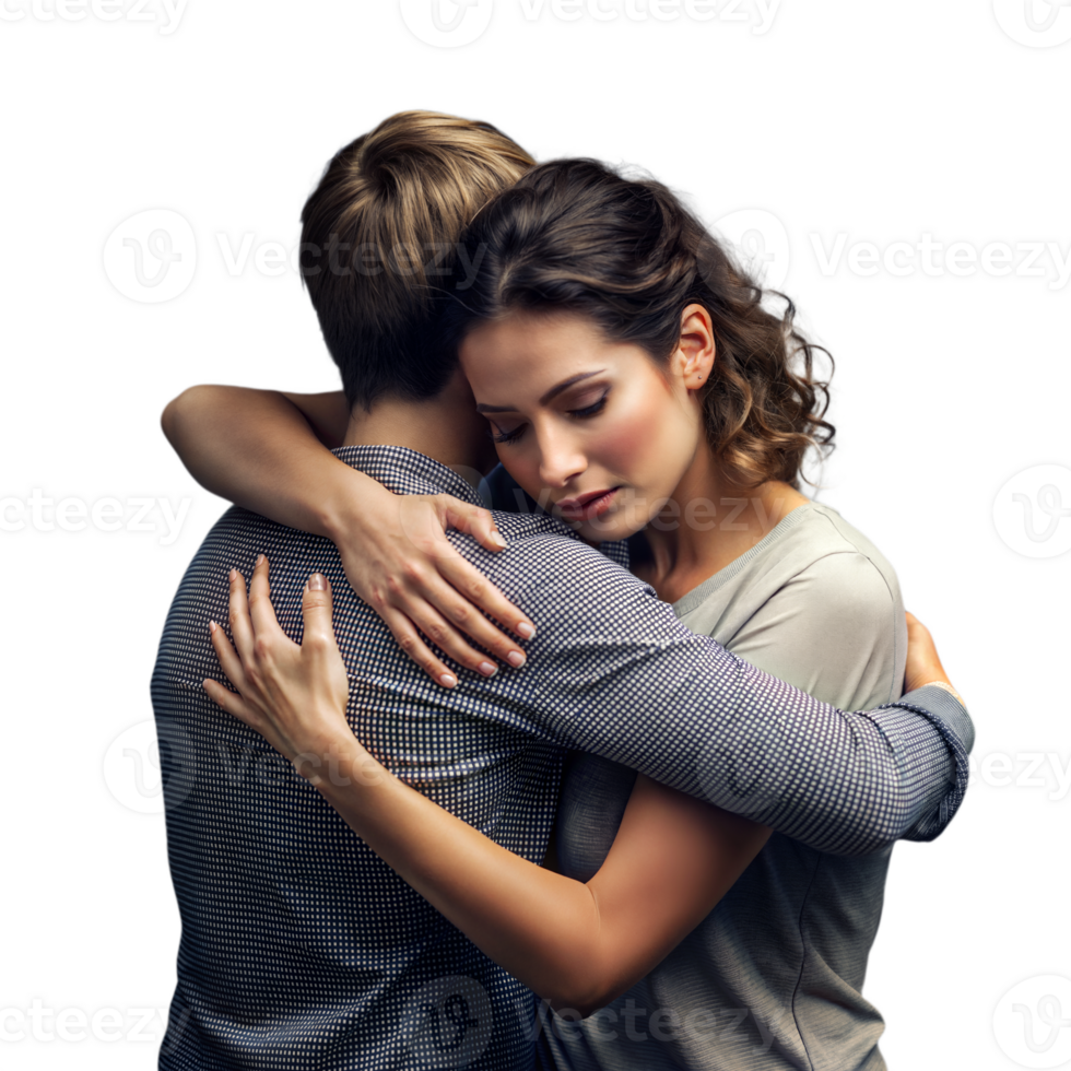 Two Women Embracing Each Other in a Comforting Hug Against a Transparent Background png