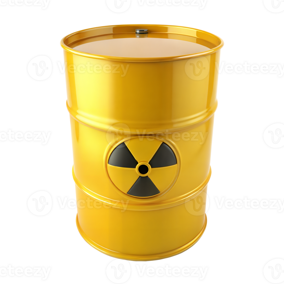 Bright Yellow Radioactive Material Storage Barrel Against Transparent Background png