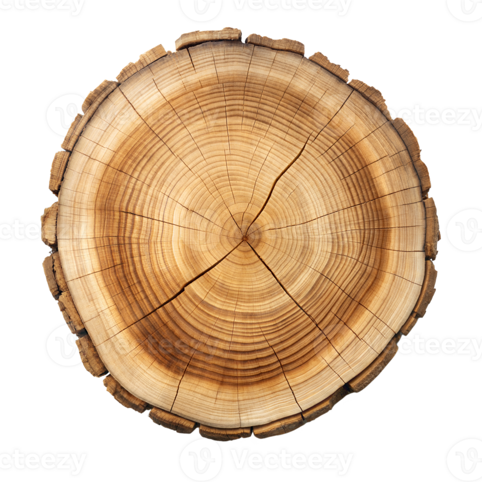 Close-Up of Tree Trunk Cross-Section With Growth Rings png