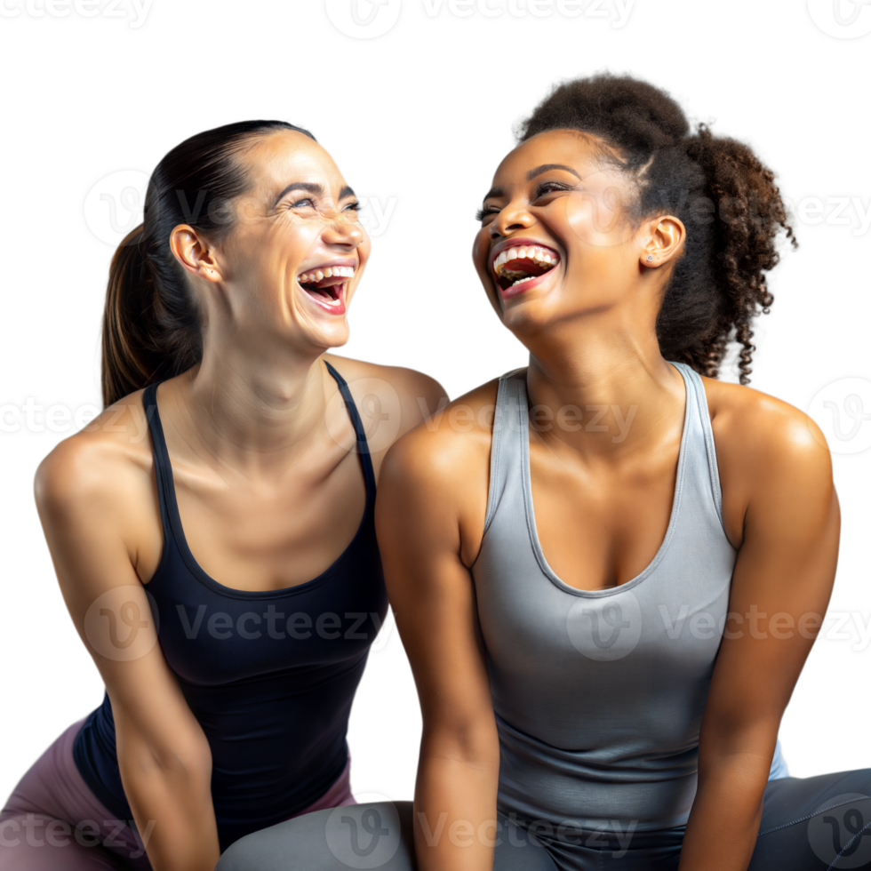 Two Women in Athletic Wear Sharing a Joyful Moment Together png
