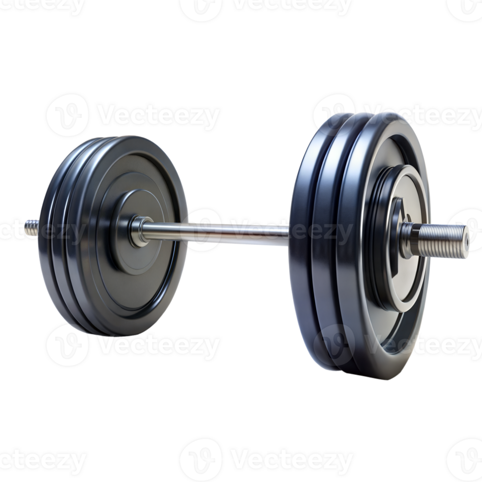 Heavy Black Barbell With Weight Plates Isolated on Transparent Background png