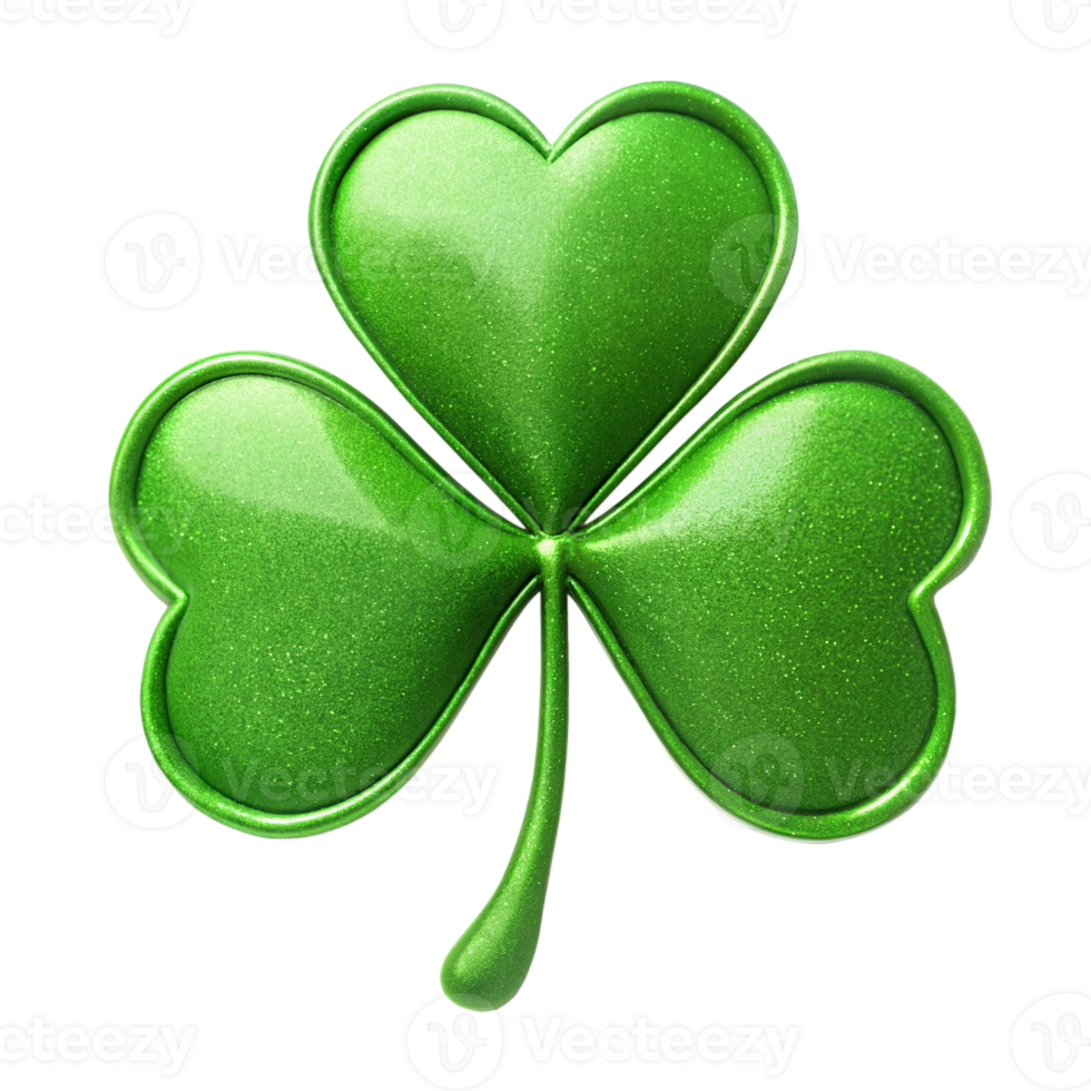 Glittering Green Shamrock Icon Isolated on Transparent Background for St. Patricks Day png
