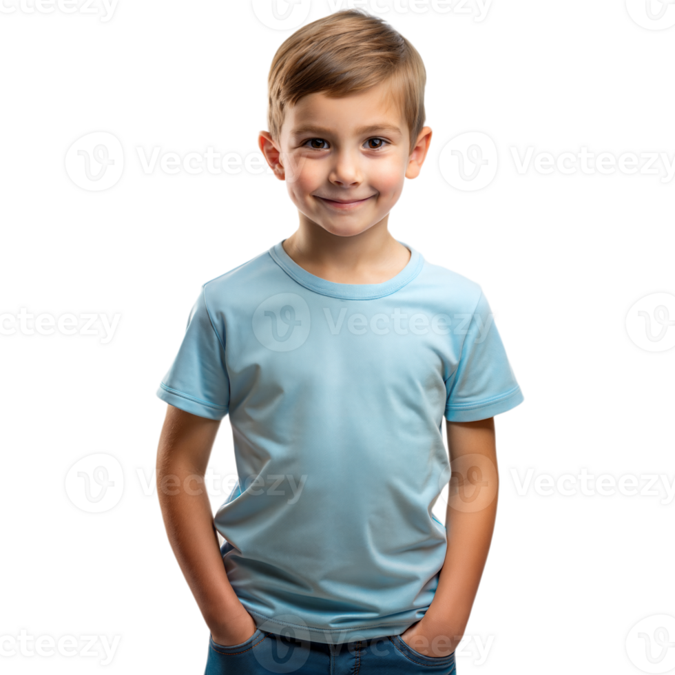 Smiling Young Boy Standing Confidently With Hands on Hips in Studio Setting png