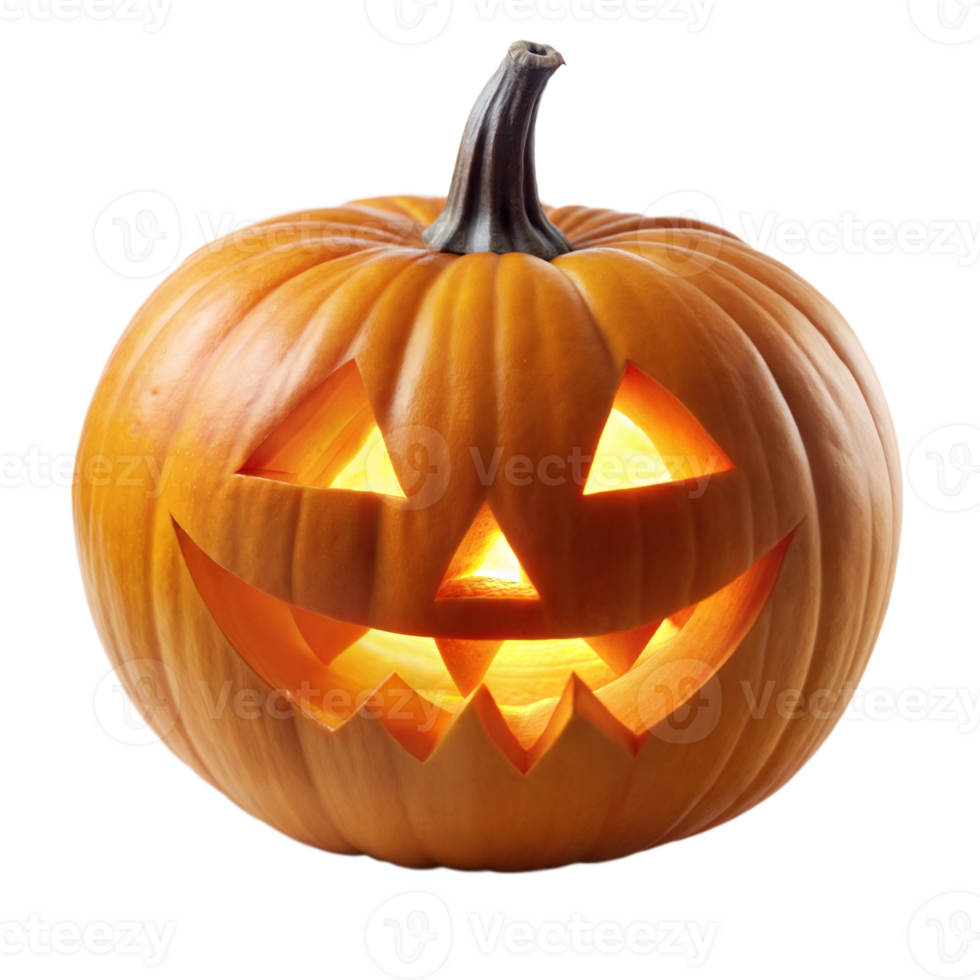 Glowing Jack-O-Lantern With Happy Face on Transparent Background at Dusk png