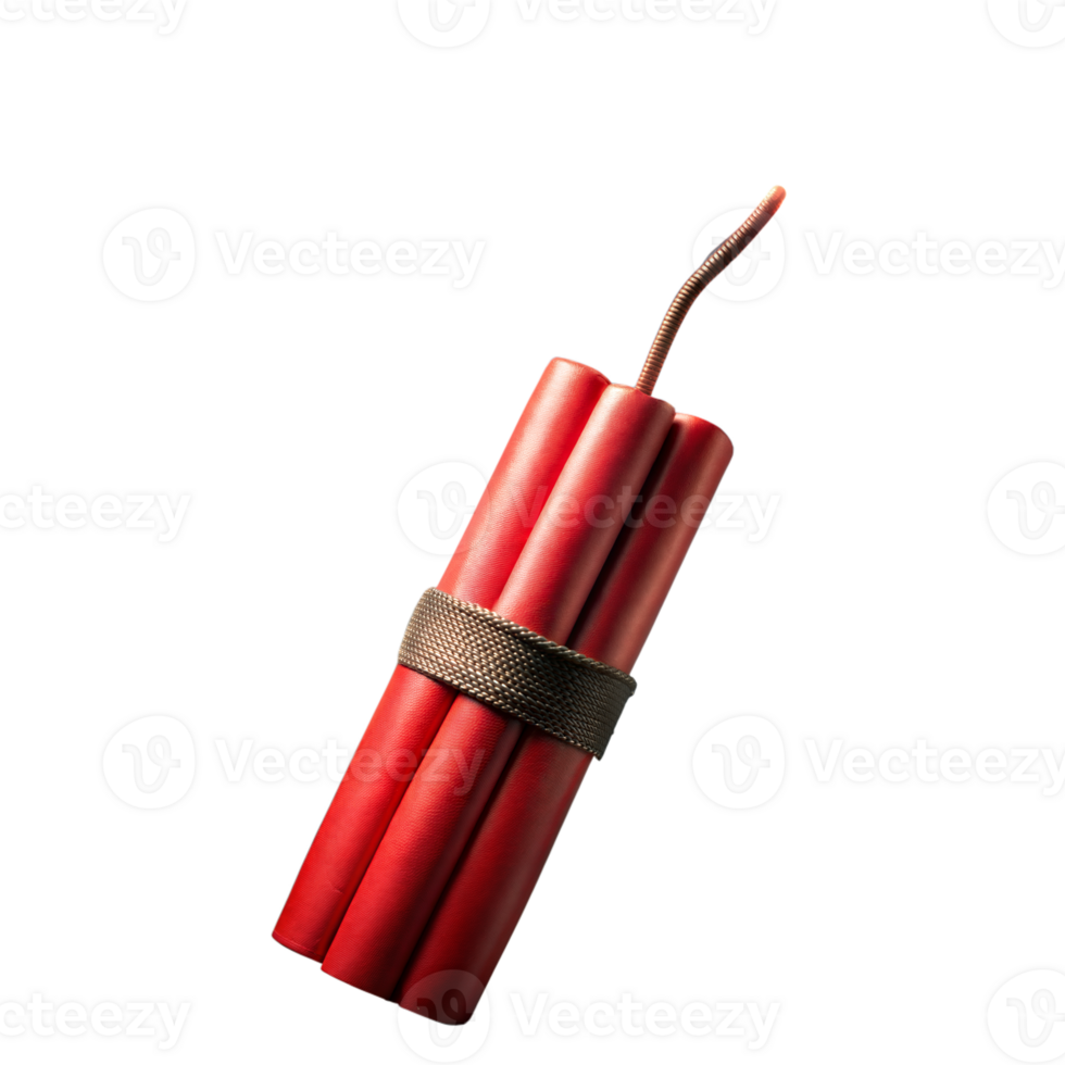 Red Dynamite Sticks With Fuse Isolated on Transparent Background in Daylight png