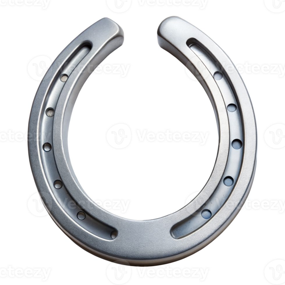 Close-Up of a Steel Horseshoe With Holes on Transparent Background During Daytime png