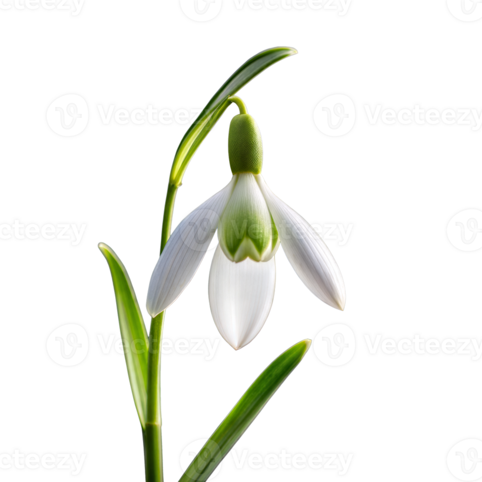 White Flower With Green Stems on Transparent Background png