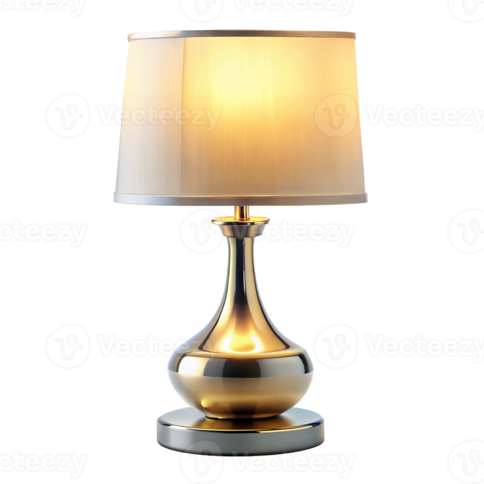 Gold Lamp With Beige Shade on Transparent Background png
