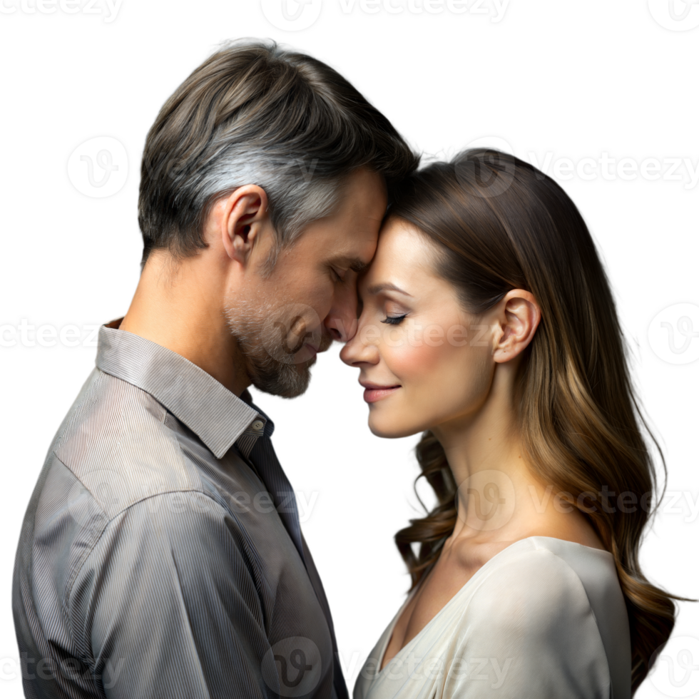 Intimate Moment Between a Loving Couple With Their Foreheads Touching png