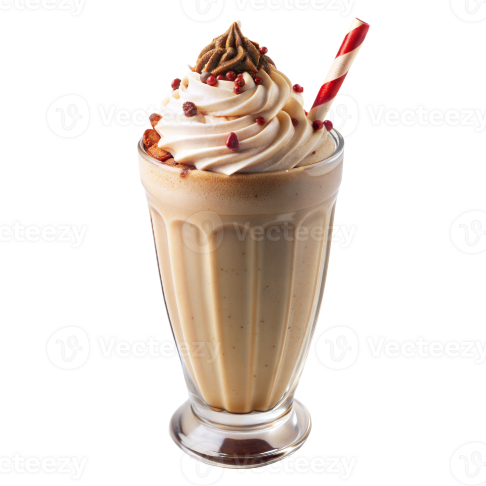 Refreshing Vanilla Milkshake With Whipped Cream And Candy Sprinkles in a Tall Glass png