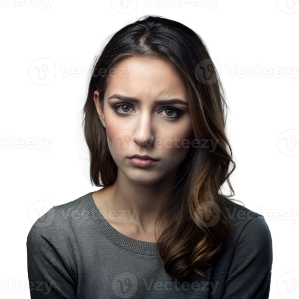 Portrait of a Young Woman With Long Hair Against a Transparent Background png