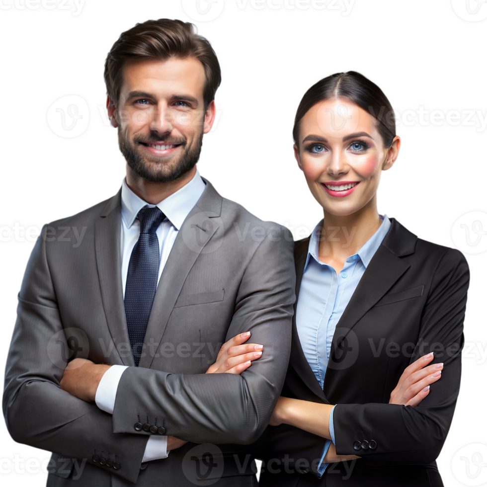 Business Professionals Smiling in Suits in Studio With Transparent Background png