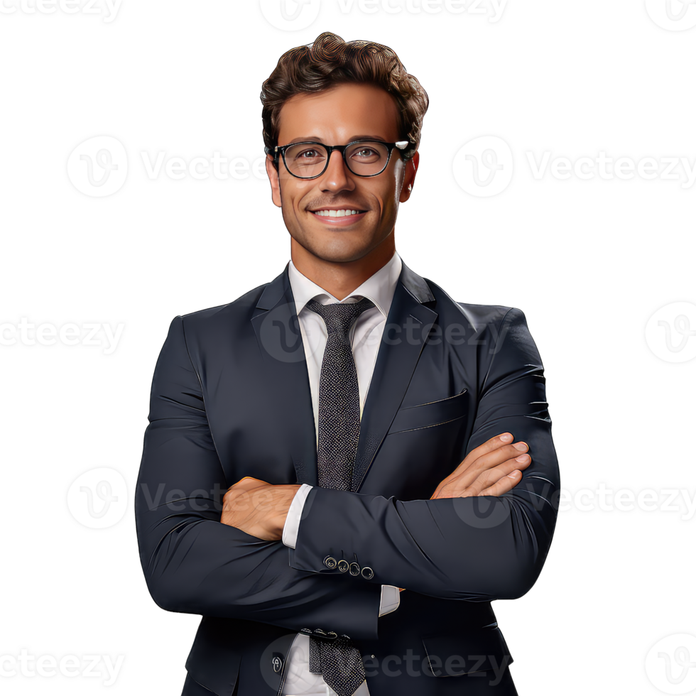 Portrait of a handsome young businessman on transparent background png