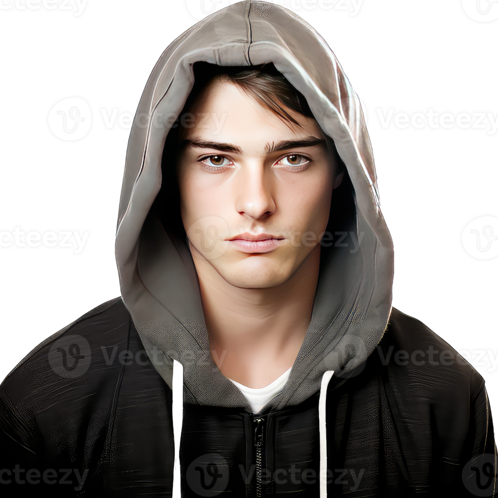 Portrait of a young boy in a winter jacket on transparent background png