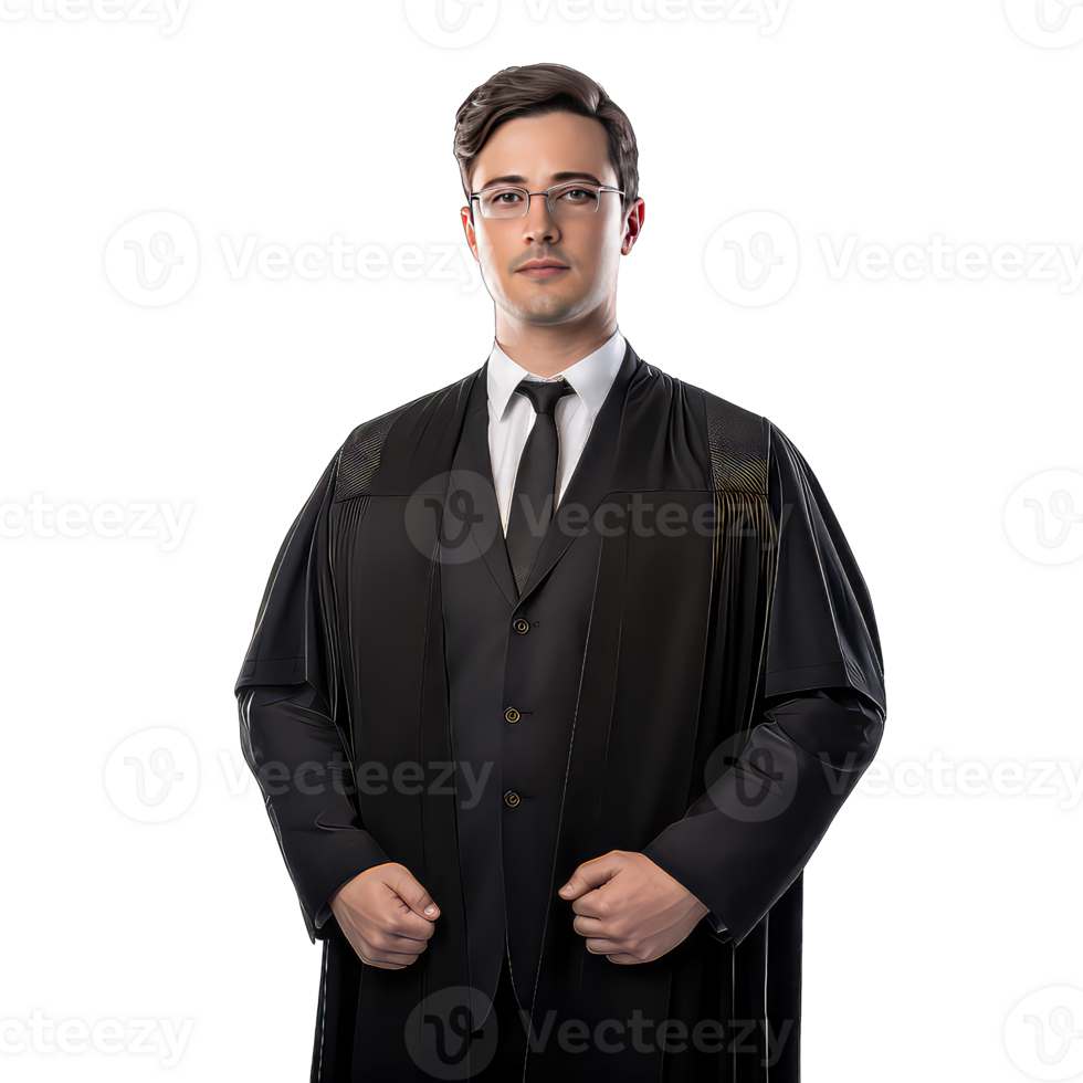 Portrait of handsome judge on transparent background png