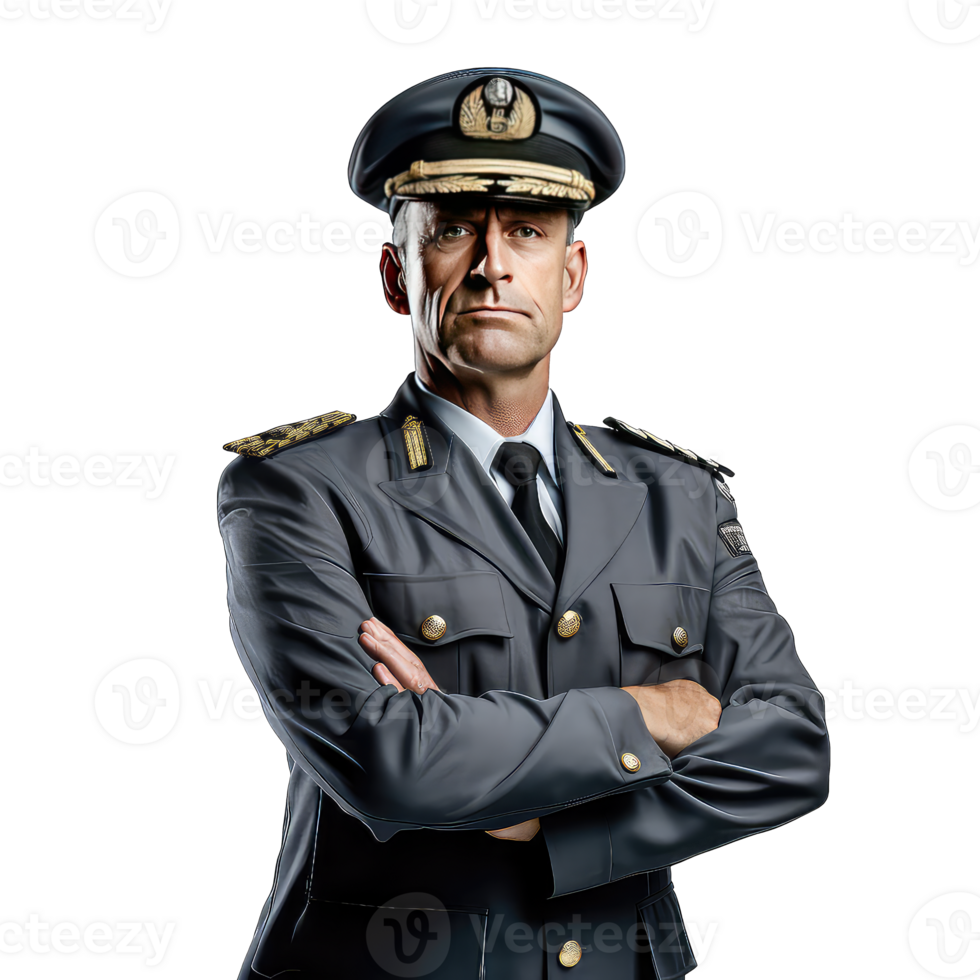 Policeman in a uniform on transparent background png