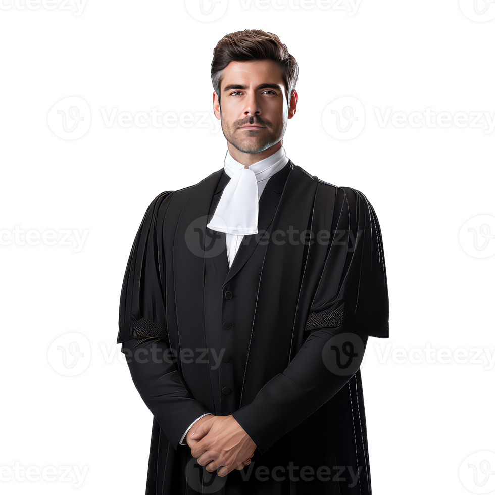 Portrait of handsome judge on transparent background png