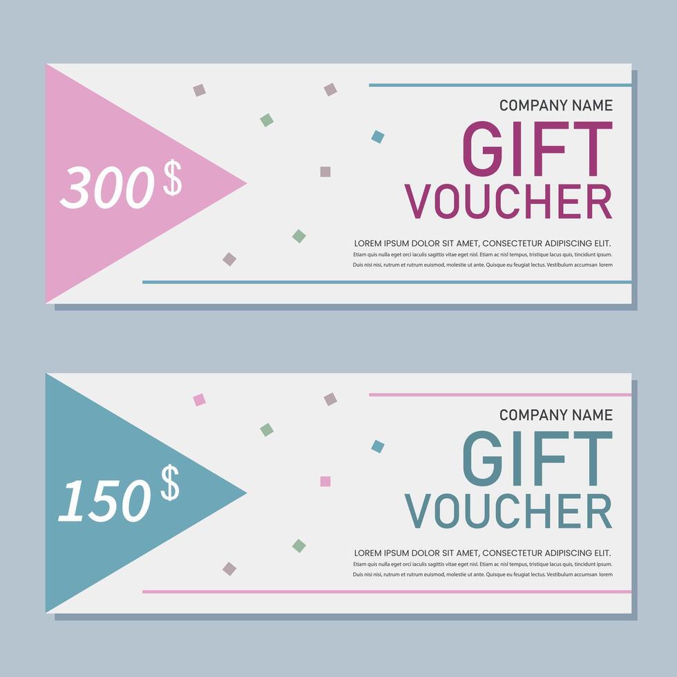 Gift certificates with a simple design. Promotional coupon templates. vector