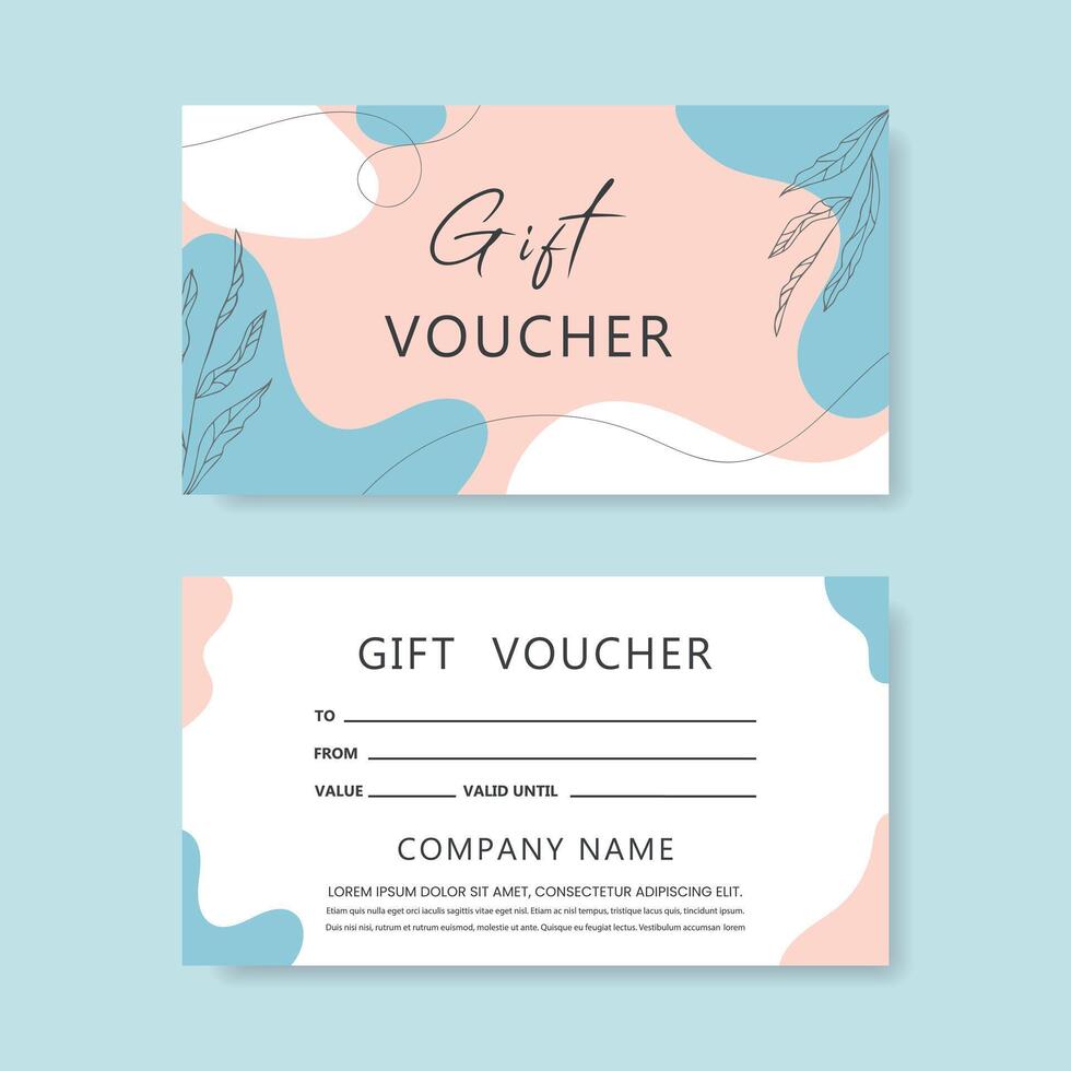 Gift Card Templates. Template in modern style flowers for salon, gallery, spa, store. Gift Certificate. vector