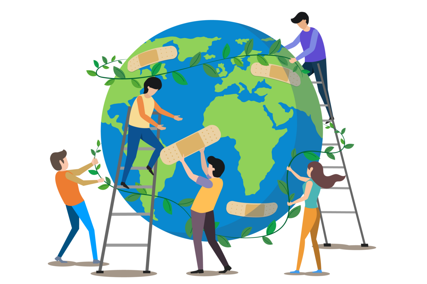 People Healing Planet Wounds with Medical Adhesive png