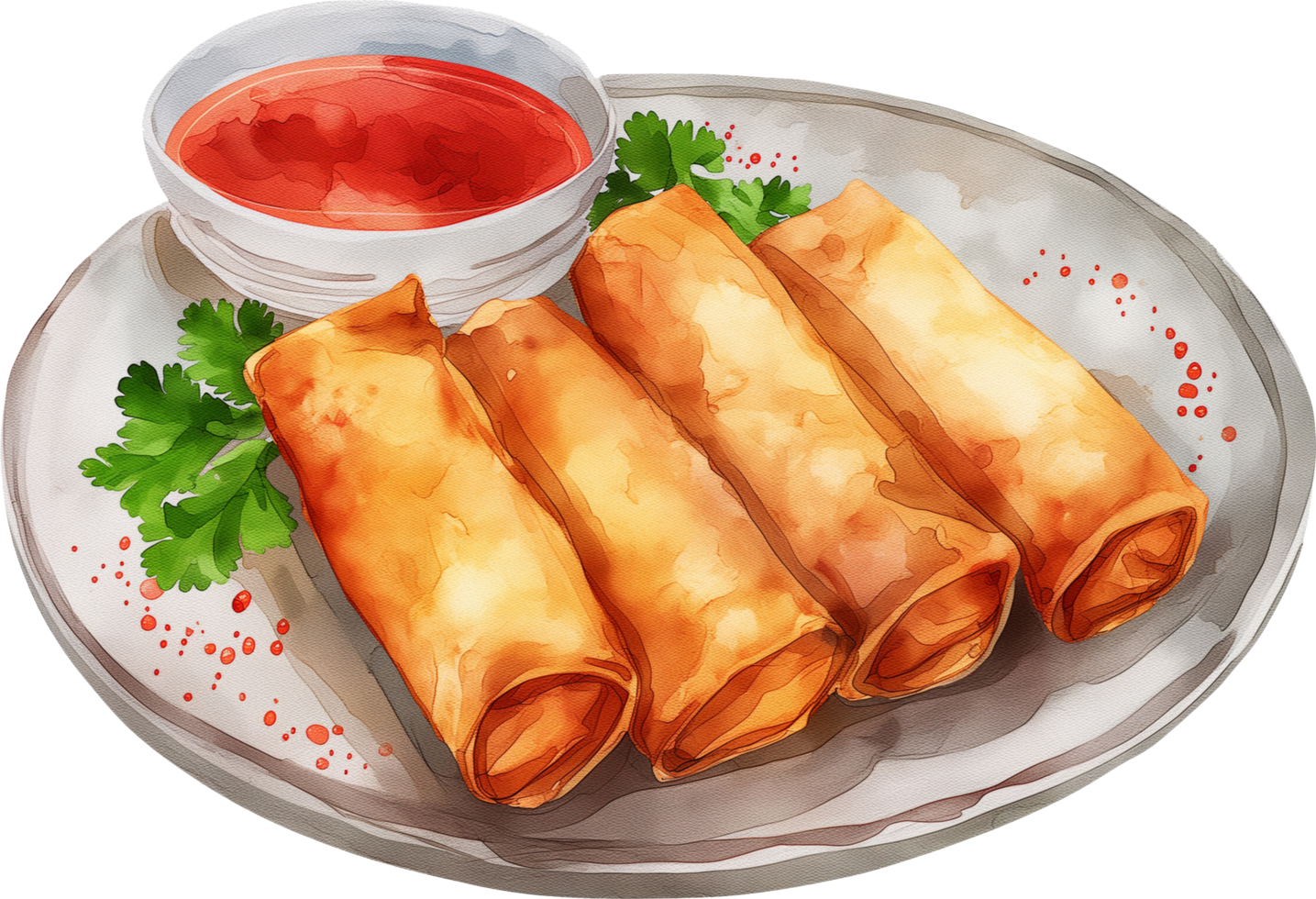 Thai Spring Rolls, Fried or Fresh Rolls with Dipping Sauce png