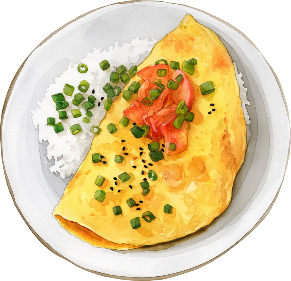 Omurice, omelet over rice png