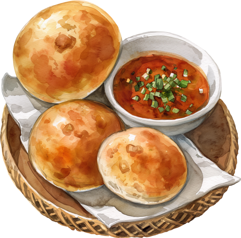 Pav Bhaji, spicy mashed vegetable gravy served with buttered bread rolls png
