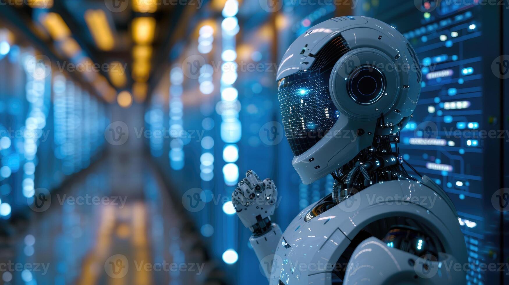 Futuristic robot with artificial intelligence photo