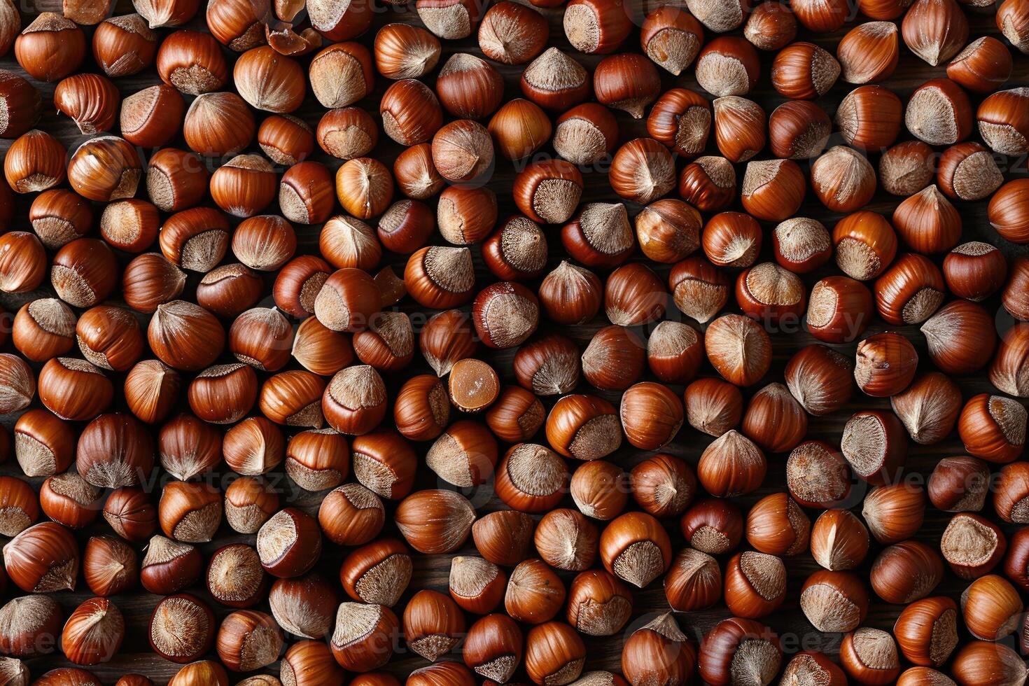 Closeup view of hazelnuts nuts background photo