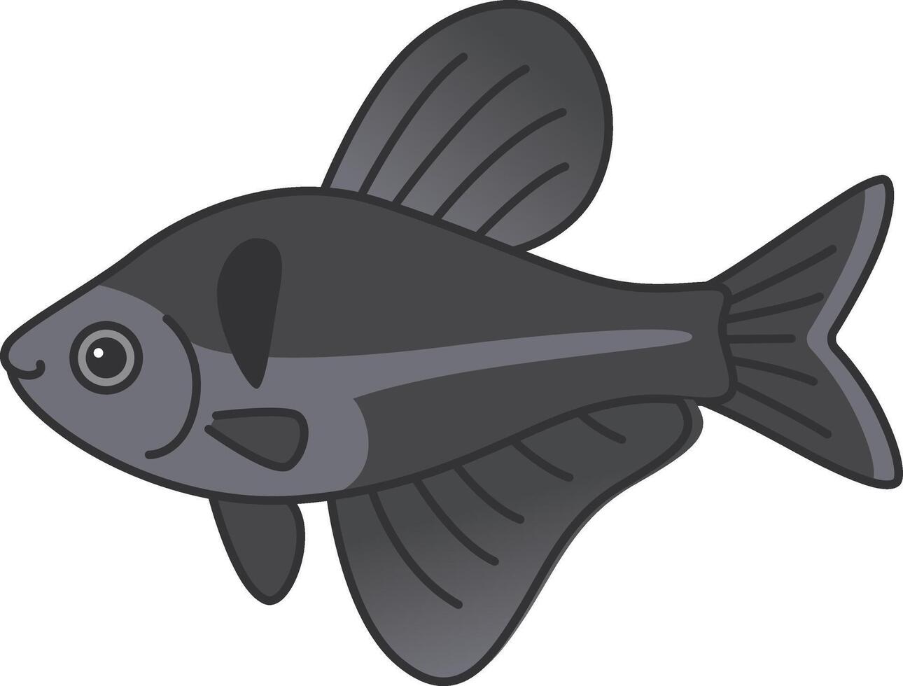 Black phantom tetra fish illustration vector