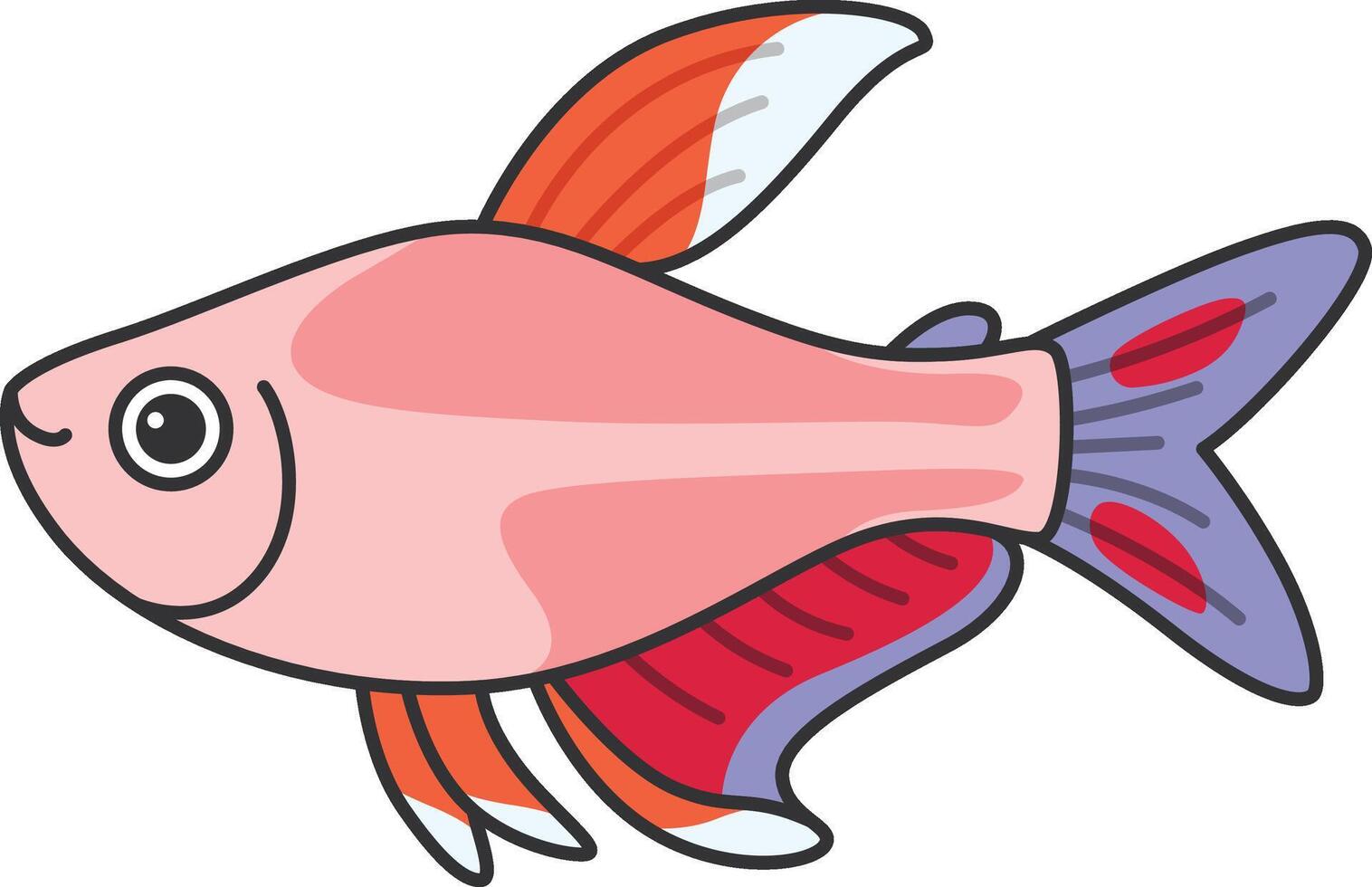 White finned ornamental tetra fish illustration vector