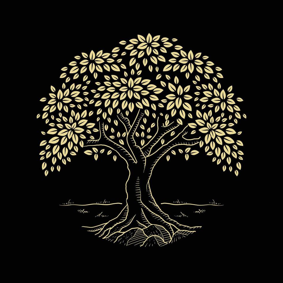 The oak tree symbol of knowledge, life, fertility, and immortality vector