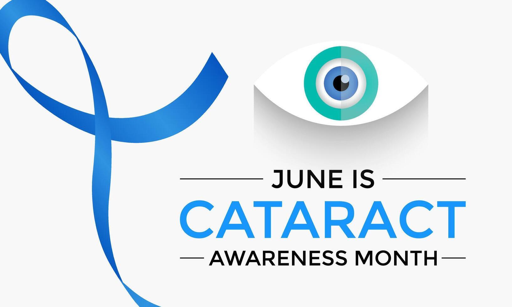 Cataract awareness month is observed every year in June. It cause by clouding on the lens of the eyes. vector