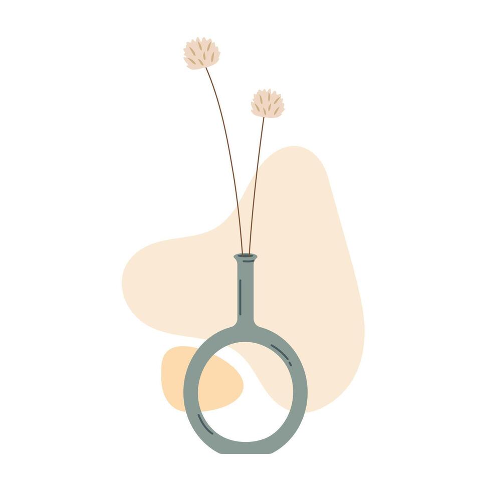 A bouquet of dry flowers in ceramic vase vector