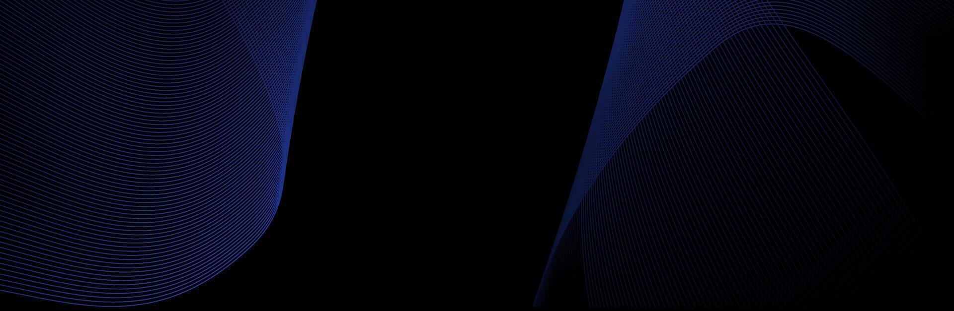 abstract lines waves modern dark blue gradation background banner. technology theme, digital, futuristic design vector