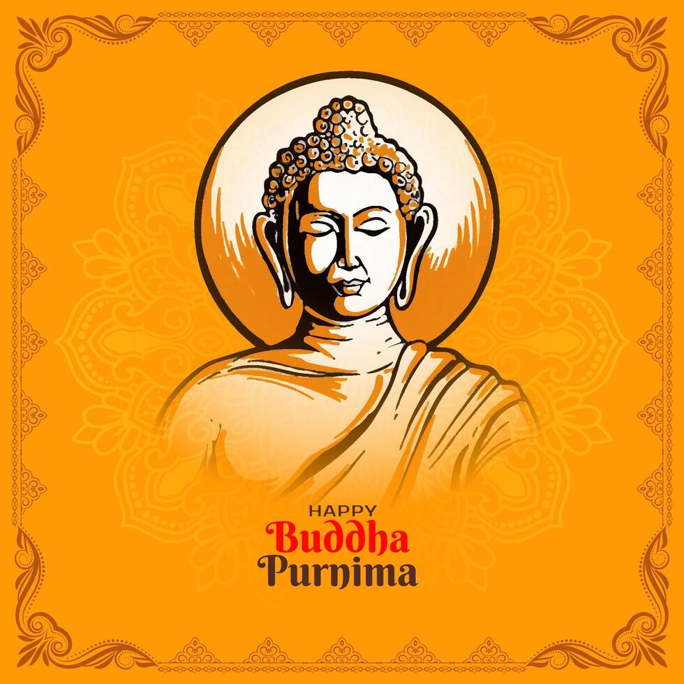 Happy Buddha Purnima cultural Indian festival background illustration vector
