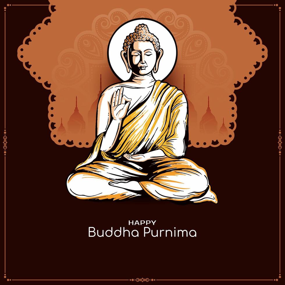 Happy Buddha Purnima Indian religious festival decorative background vector