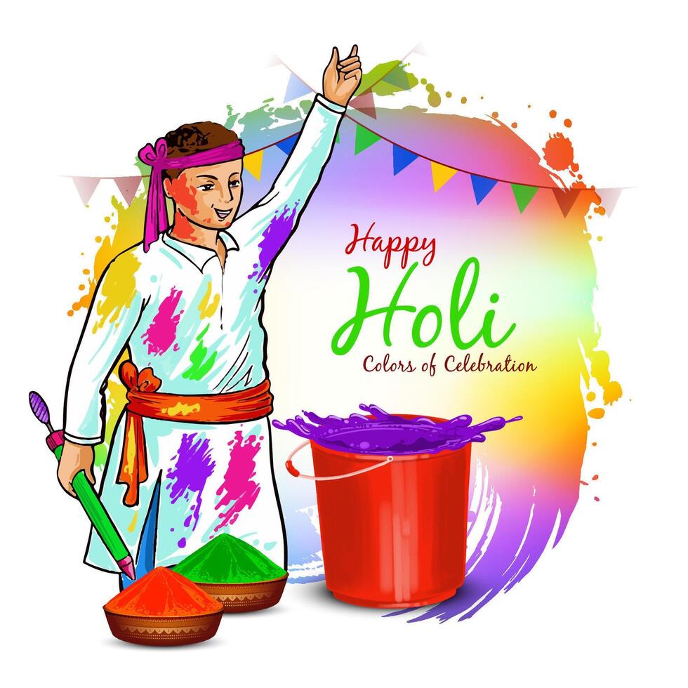 Happy Holi indian traditional festival of colors background design vector